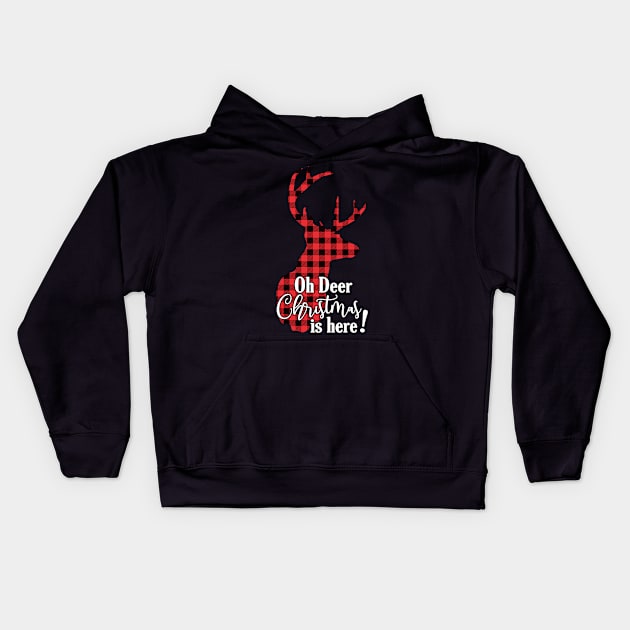 Oh Deer Christmas Is Here Kids Hoodie by TLSDesigns